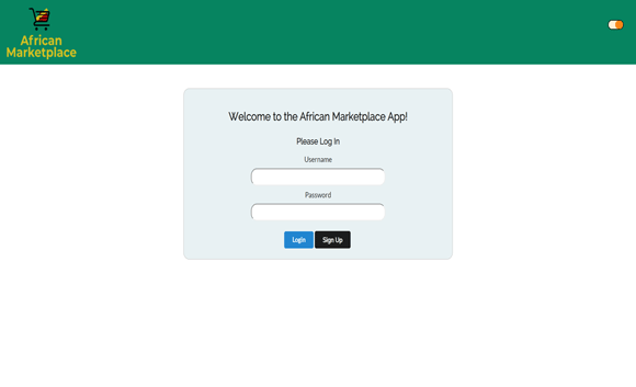 African Marketplace log in page
