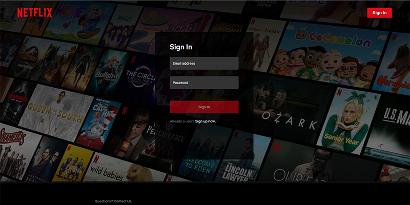 Netflix clone Log-In page